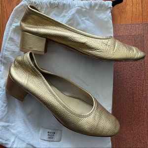 Maryam Nassir Zadeh Roberta ballerina glove heels size 8 gold leather